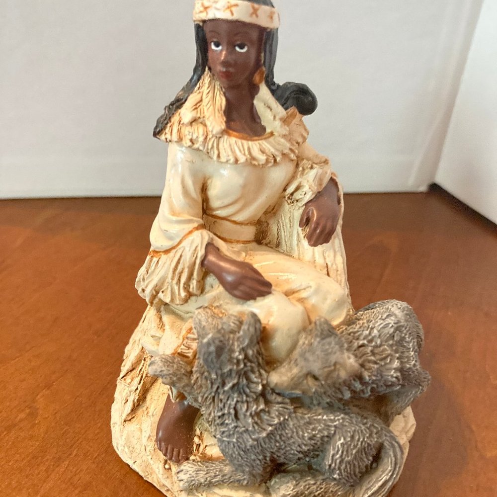 INDIAN MAIDEN WITH WOLF IN LAP FOR COLLECTIONS NEW